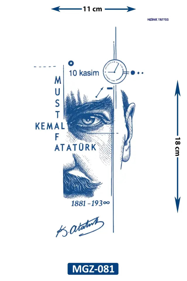 Atatürk Sonsuzluk – Geçici Orta Boy Dövme