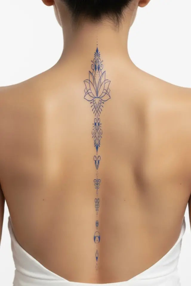 Lotus Chandelier – Geçici Sırt ve Omurga Dövmesi