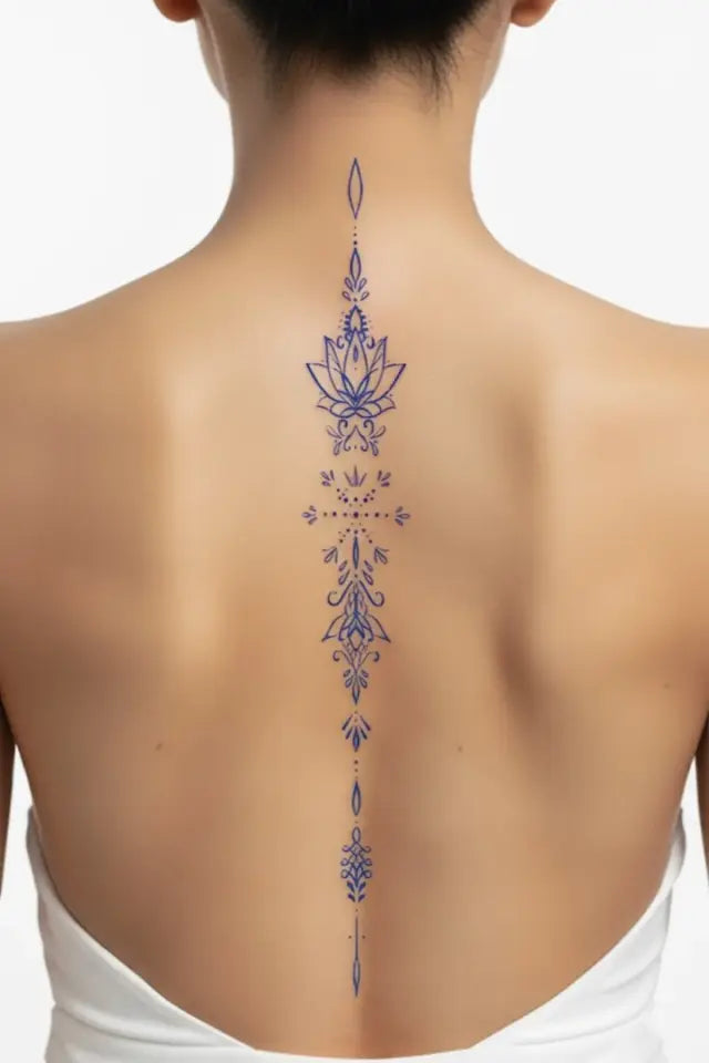 Lotus Symmetry – Geçici Sırt ve Omurga Dövmesi